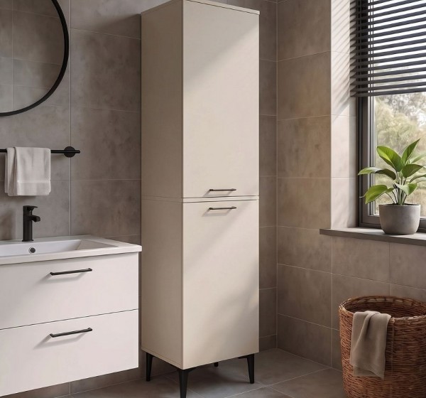 Ντουλάπι με καλάθι απλύτων Singa Megapap χρώμα sandstone 45x40x180εκ.