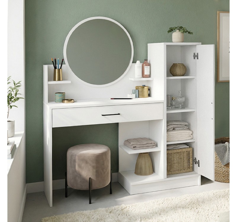 Τουαλέτα με καθρέπτη Andera Megapap χρώμα λευκό 123,9x35x144,4εκ.