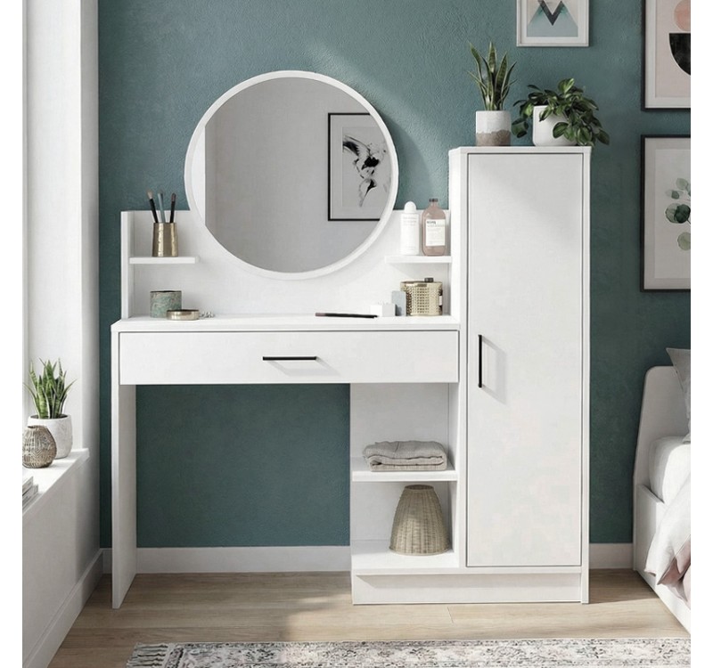 Τουαλέτα με καθρέπτη Andera Megapap χρώμα λευκό 123,9x35x144,4εκ.