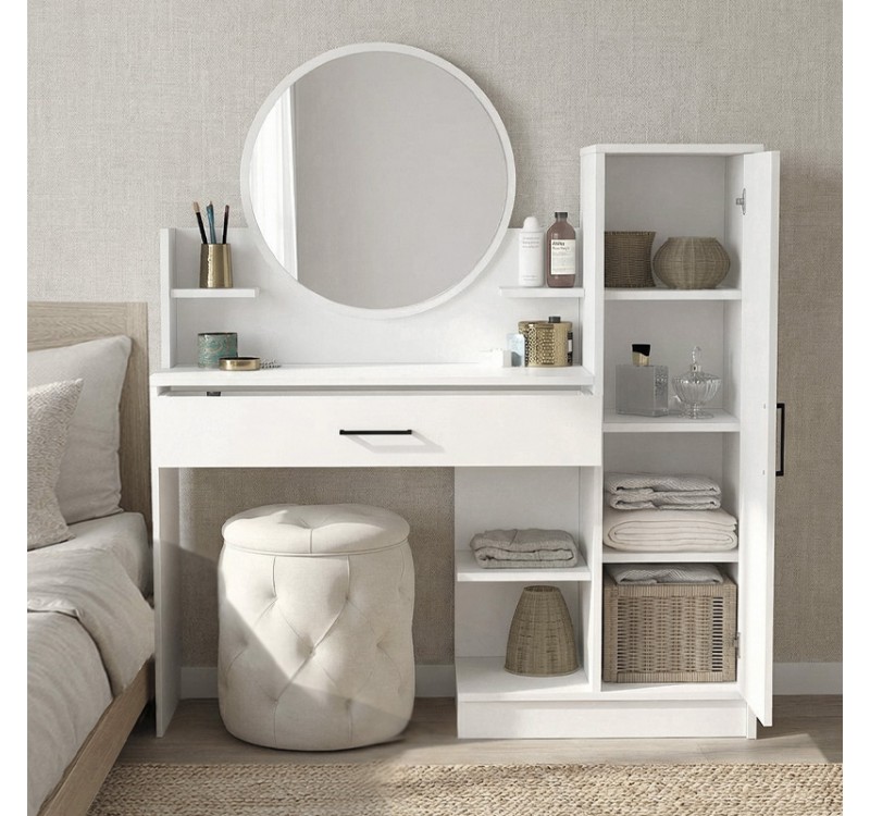 Τουαλέτα με καθρέπτη Andera Megapap χρώμα λευκό 123,9x35x144,4εκ.