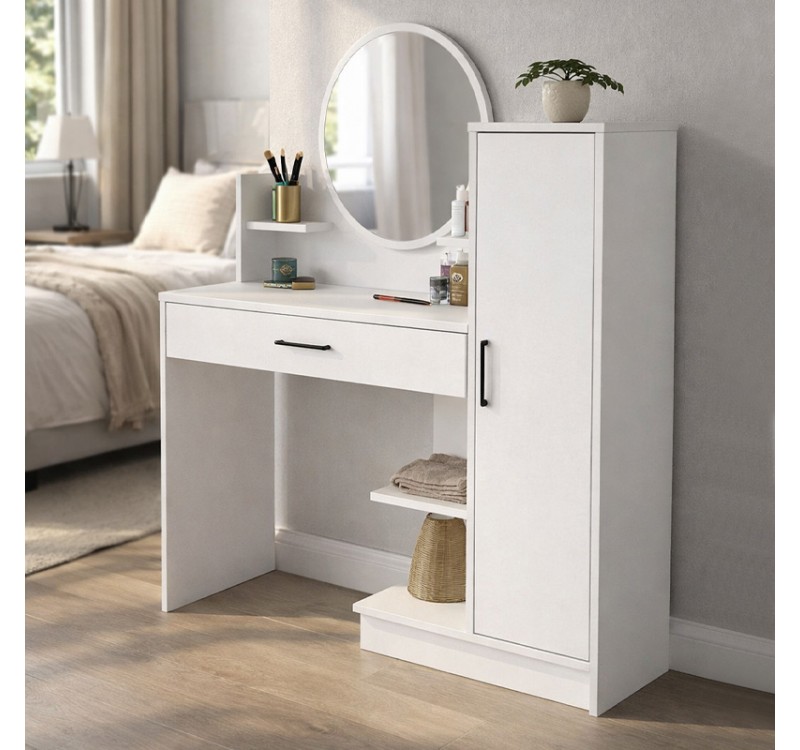 Τουαλέτα με καθρέπτη Andera Megapap χρώμα λευκό 123,9x35x144,4εκ.