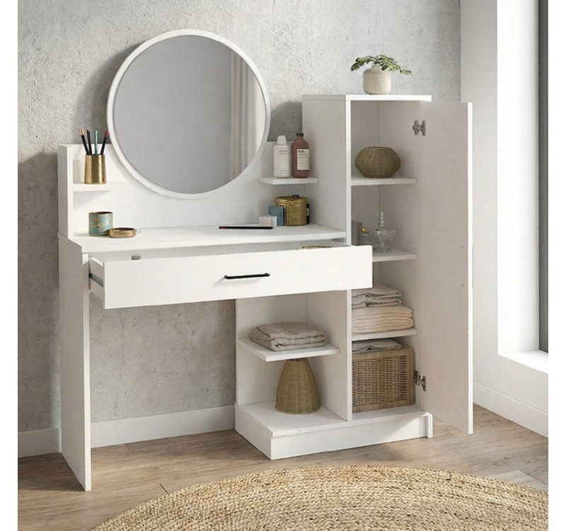 Τουαλέτα με καθρέπτη Andera Megapap χρώμα λευκό 123,9x35x144,4εκ.