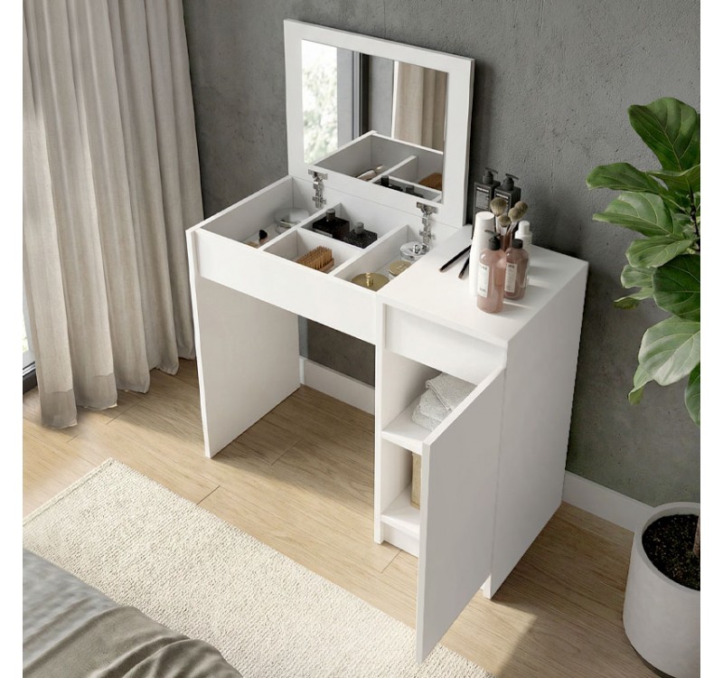 Τουαλέτα με καθρέπτη Huma Megapap χρώμα λευκό 90x45x118,2εκ.