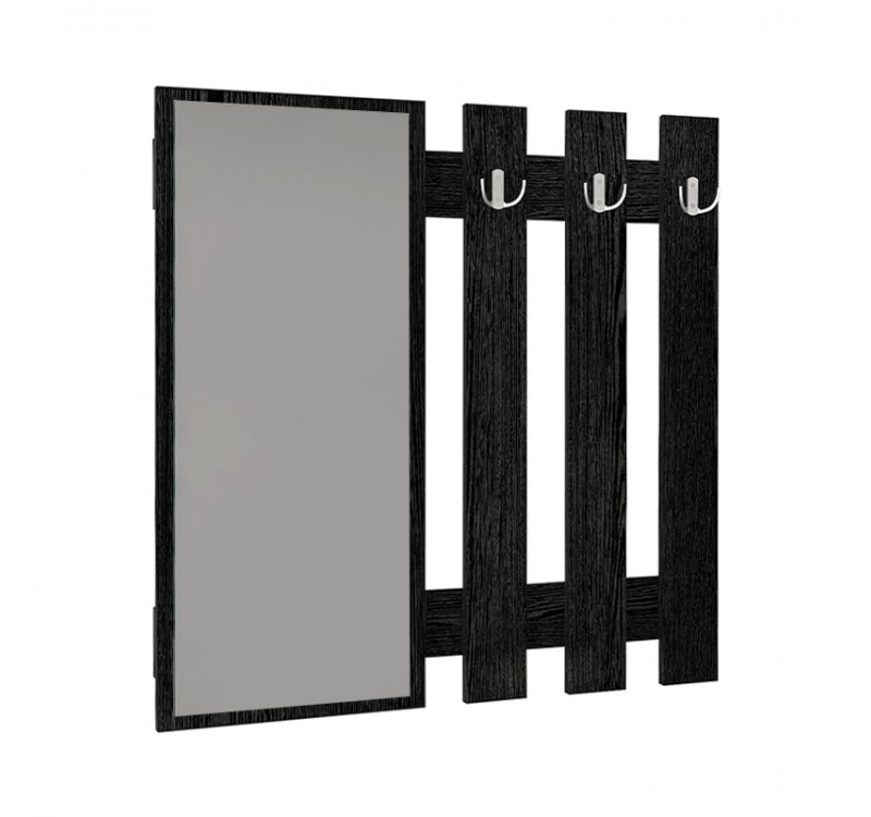Κρεμάστρα τοίχου με καθρέπτη Folin Megapap χρώμα sencron black 90x4x90εκ.