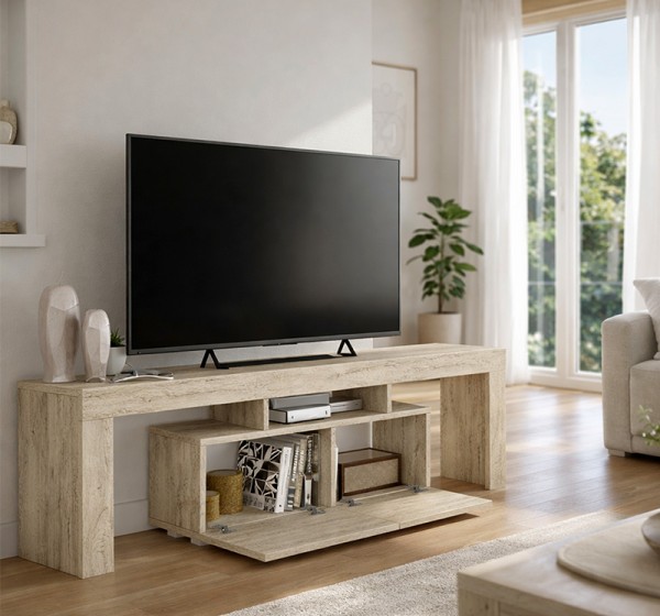 Έπιπλο τηλεόρασης Woodra Megapap χρώμα travertine 180x31,3x50,2εκ.