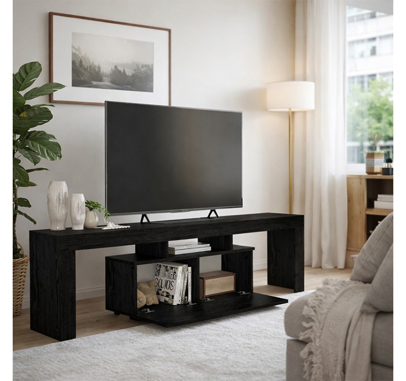 Έπιπλο τηλεόρασης Woodra Megapap χρώμα sencron black 180x31,3x50,2εκ.