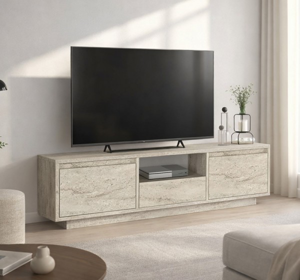 Έπιπλο τηλεόρασης Lumbera Megapap χρώμα travertine 160x29,5x42εκ.