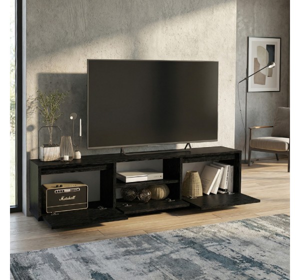 Έπιπλο τηλεόρασης Lumbera Megapap χρώμα sencron black 160x29,5x42εκ.