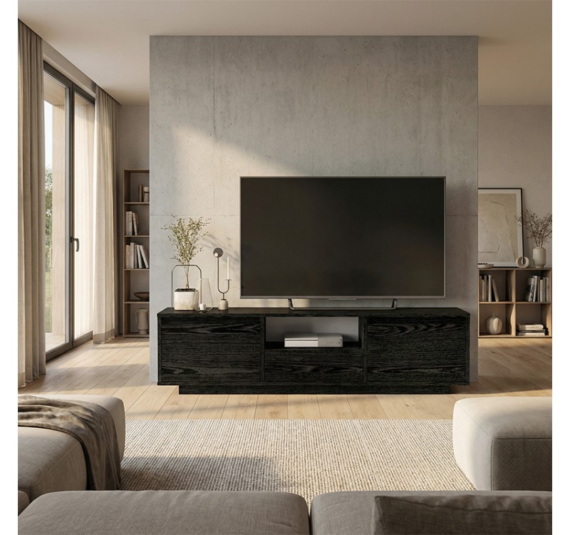Έπιπλο τηλεόρασης Lumbera Megapap χρώμα sencron black 160x29,5x42εκ.