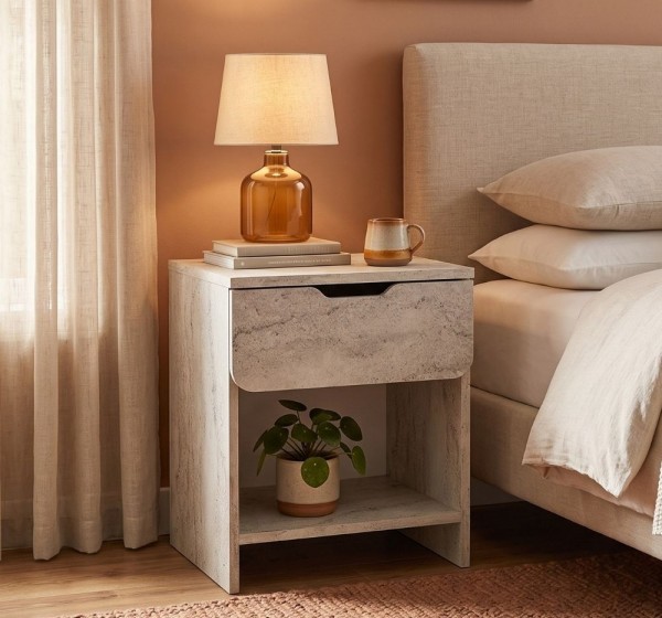 Κομοδίνο Mida Megapap χρώμα travertine 45x40x52εκ.