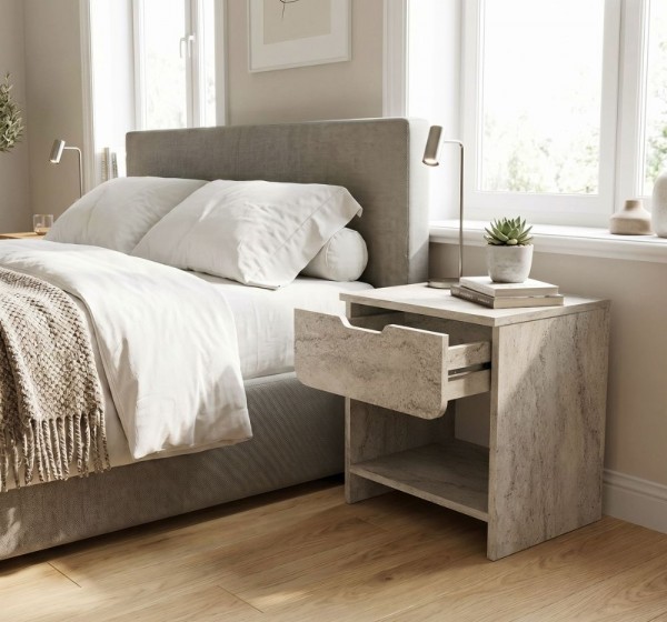 Κομοδίνο Mida Megapap χρώμα travertine 45x40x52εκ.