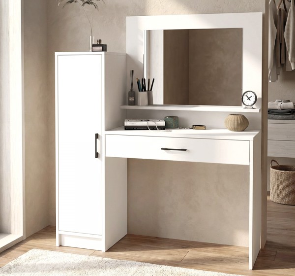 Τουαλέτα με καθρέπτη Kaunos Megapap χρώμα λευκό 123,8x40x148,2εκ.