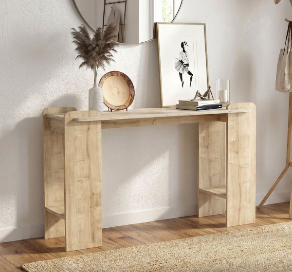 Κονσόλα Mendoza Megapap χρώμα sapphire oak - travertine 130,8x35x76,8εκ.