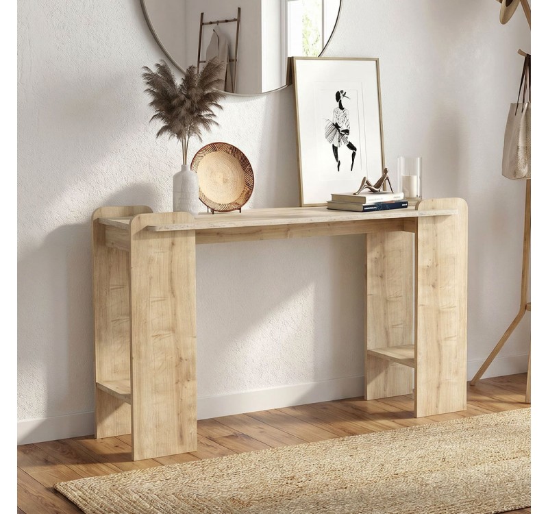 Κονσόλα Mendoza Megapap χρώμα sapphire oak - travertine 130,8x35x76,8εκ.