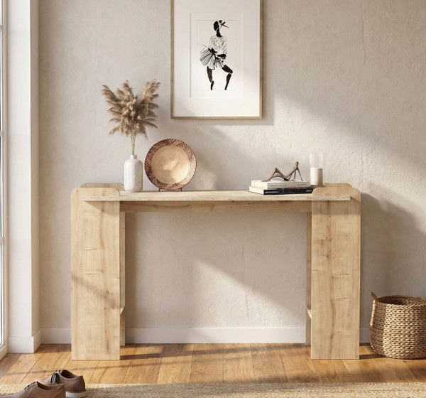 Κονσόλα Mendoza Megapap χρώμα sapphire oak - travertine 130,8x35x76,8εκ.