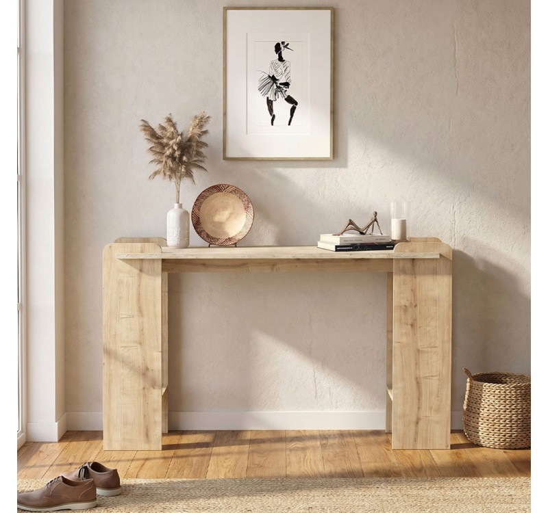 Κονσόλα Mendoza Megapap χρώμα sapphire oak - travertine 130,8x35x76,8εκ.