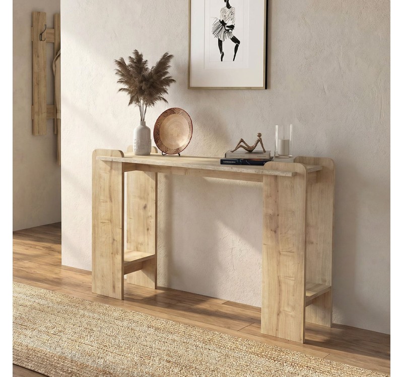 Κονσόλα Mendoza Megapap χρώμα sapphire oak - travertine 130,8x35x76,8εκ.