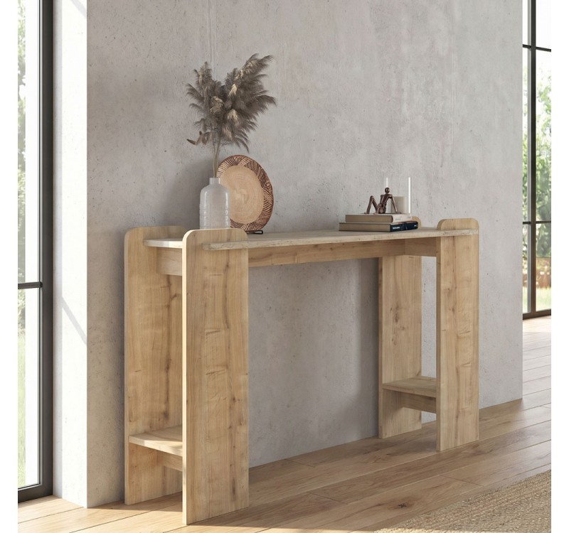 Κονσόλα Mendoza Megapap χρώμα sapphire oak - travertine 130,8x35x76,8εκ.