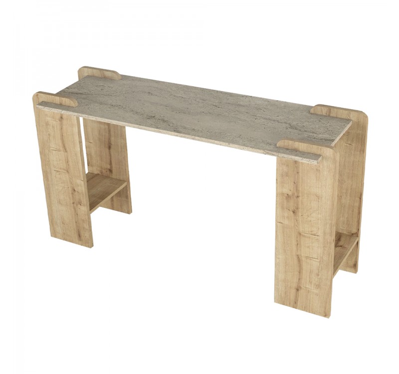 Κονσόλα Mendoza Megapap χρώμα sapphire oak - travertine 130,8x35x76,8εκ.