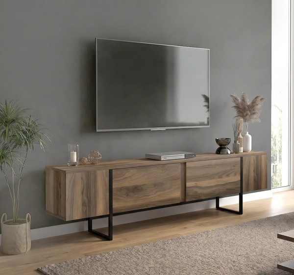 Έπιπλο τηλεόρασης Orontes Megapap χρώμα καρυδί 180x29,6x50εκ.