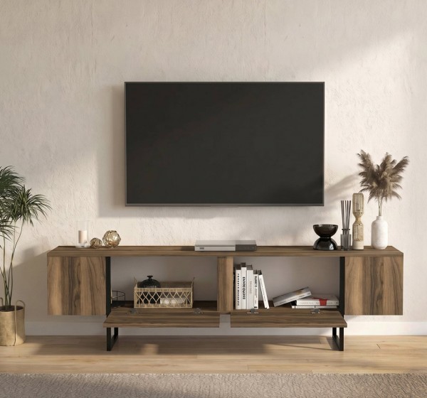 Έπιπλο τηλεόρασης Orontes Megapap χρώμα καρυδί 180x29,6x50εκ.
