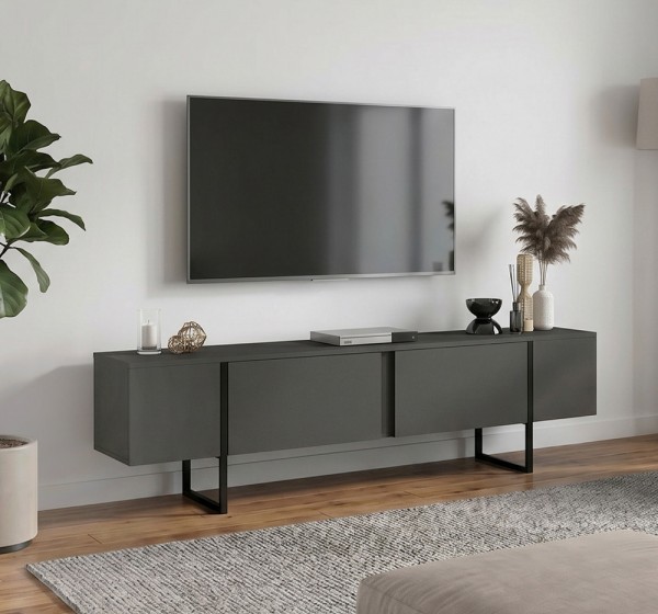 Έπιπλο τηλεόρασης Orontes Megapap χρώμα ανθρακί 180x29,6x50εκ.