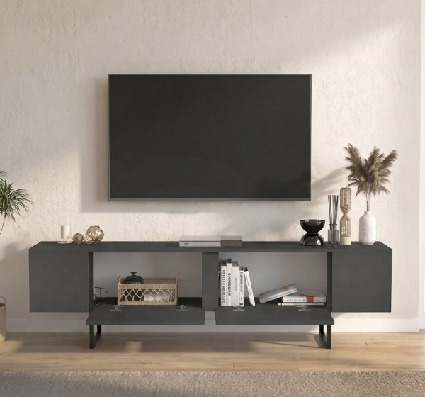 Έπιπλο τηλεόρασης Orontes Megapap χρώμα ανθρακί 180x29,6x50εκ.