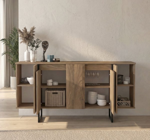 Μπουφές Orontes Megapap χρώμα καρυδί 160x35,2x80εκ.