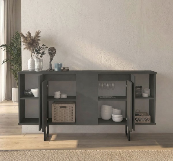 Μπουφές Orontes Megapap χρώμα ανθρακί 160x35,2x80εκ.