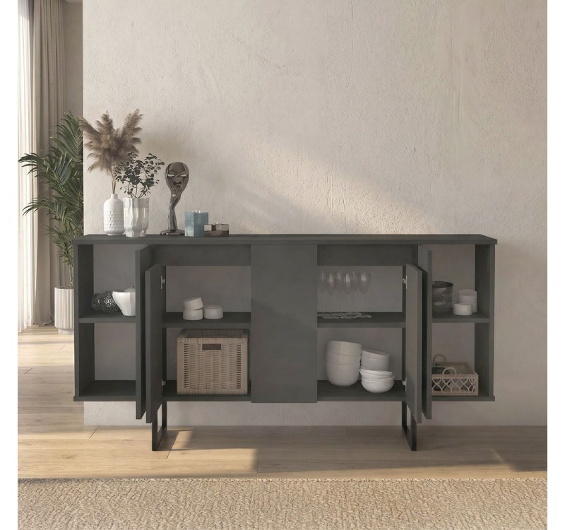 Μπουφές Orontes Megapap χρώμα ανθρακί 160x35,2x80εκ.