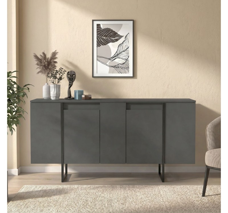 Μπουφές Orontes Megapap χρώμα ανθρακί 160x35,2x80εκ.