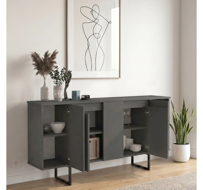 Μπουφές Orontes Megapap χρώμα ανθρακί 160x35,2x80εκ.