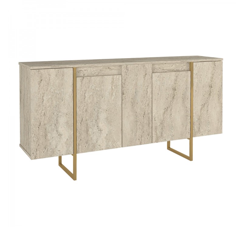 Μπουφές Orontes Megapap χρώμα travertine - χρυσό 160x35,2x80εκ.
