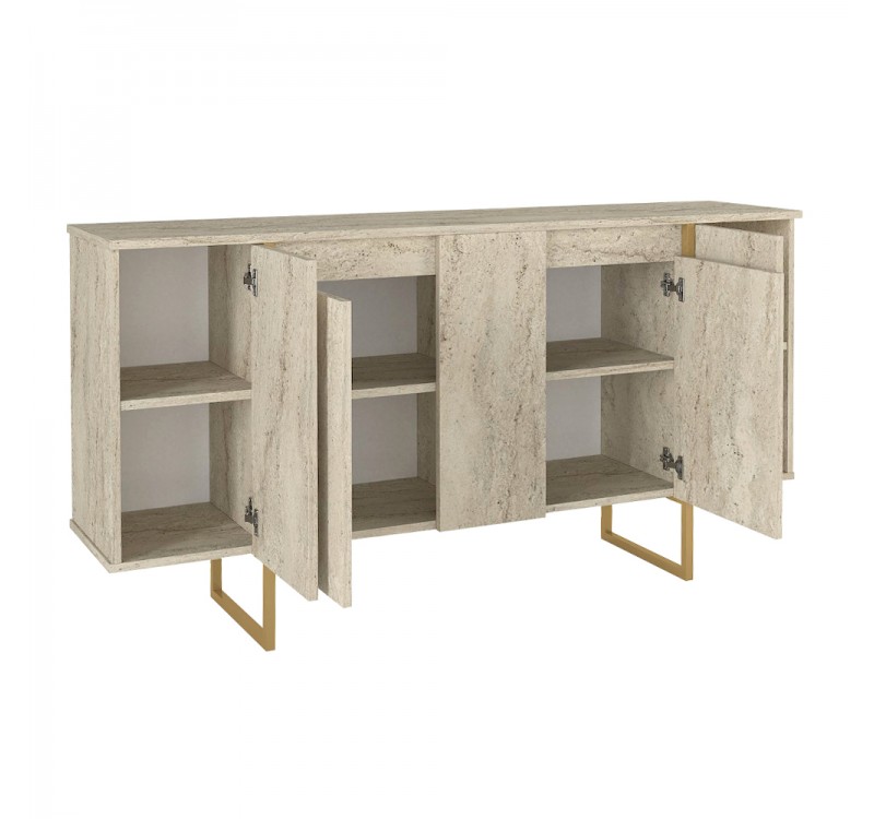 Μπουφές Orontes Megapap χρώμα travertine - χρυσό 160x35,2x80εκ.