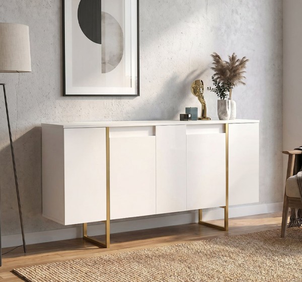 Μπουφές Orontes Megapap χρώμα λευκό - χρυσό 160x35,2x80εκ.