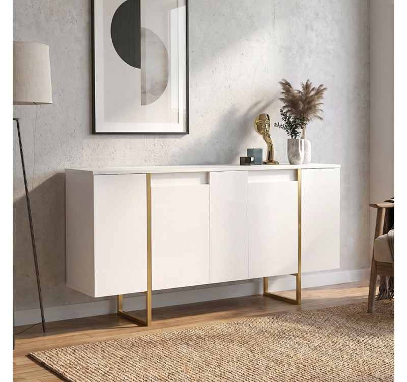 Μπουφές Orontes Megapap χρώμα λευκό - χρυσό 160x35,2x80εκ.