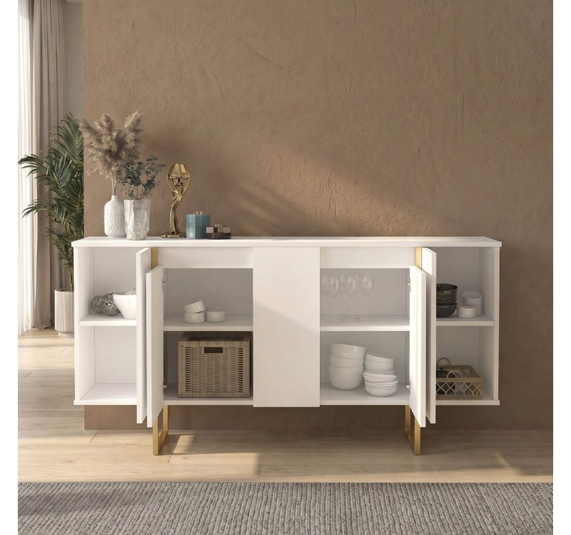 Μπουφές Orontes Megapap χρώμα λευκό - χρυσό 160x35,2x80εκ.