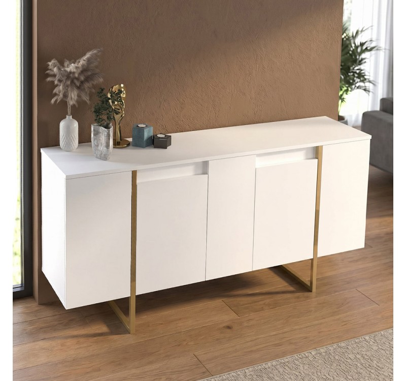 Μπουφές Orontes Megapap χρώμα λευκό - χρυσό 160x35,2x80εκ.