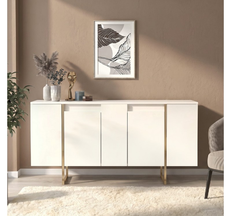 Μπουφές Orontes Megapap χρώμα λευκό - χρυσό 160x35,2x80εκ.