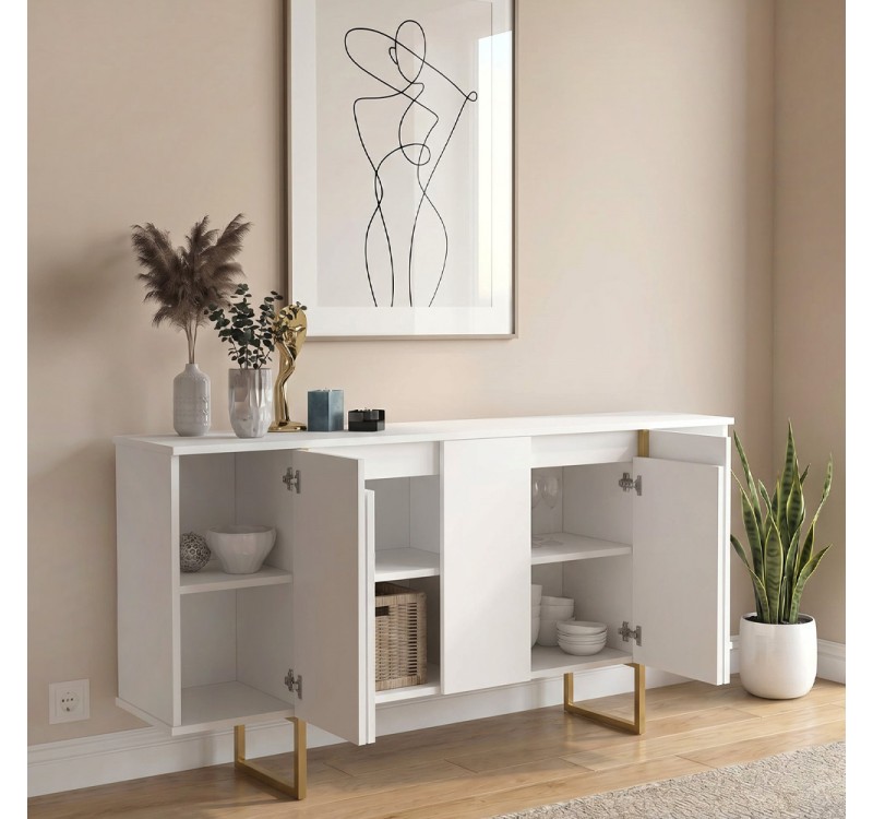 Μπουφές Orontes Megapap χρώμα λευκό - χρυσό 160x35,2x80εκ.