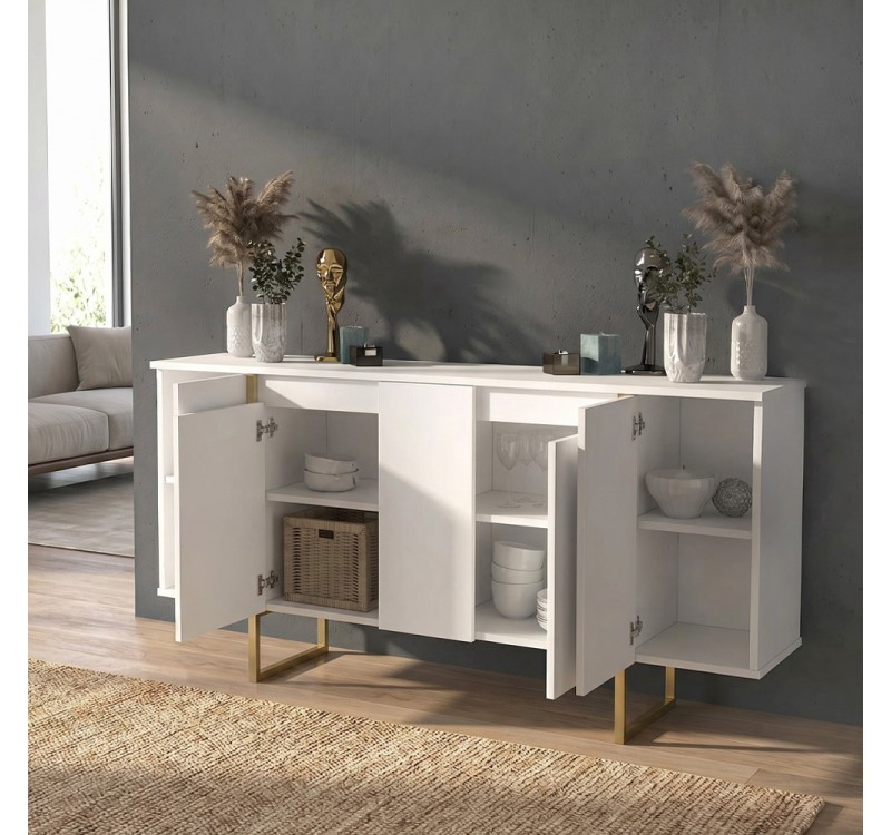Μπουφές Orontes Megapap χρώμα λευκό - χρυσό 160x35,2x80εκ.