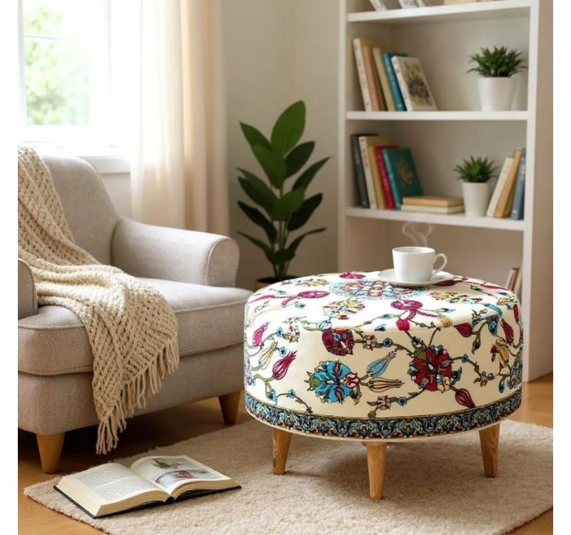 Σκαμπώ Rimini Megapap υφασμάτινο πολύχρωμο 65x65x40εκ.