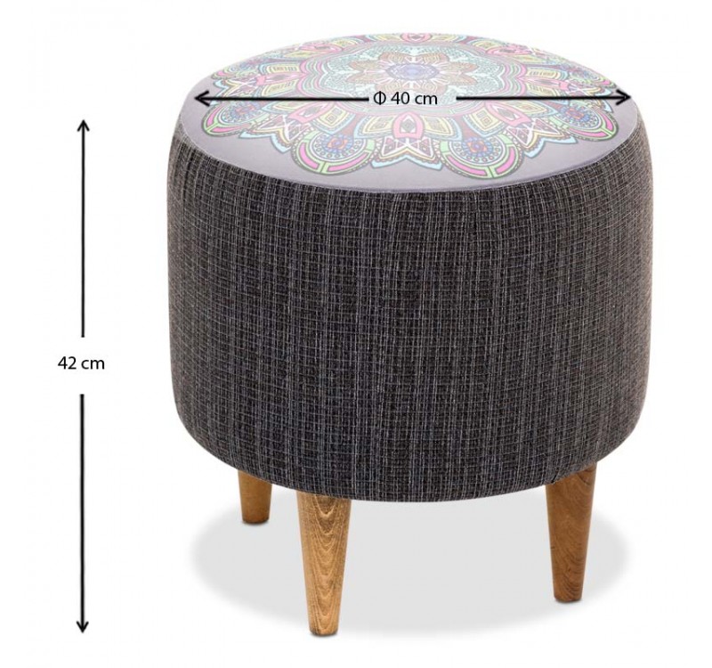 Σκαμπώ Enna Megapap υφασμάτινο χρώμα γκρι 40x40x42εκ.