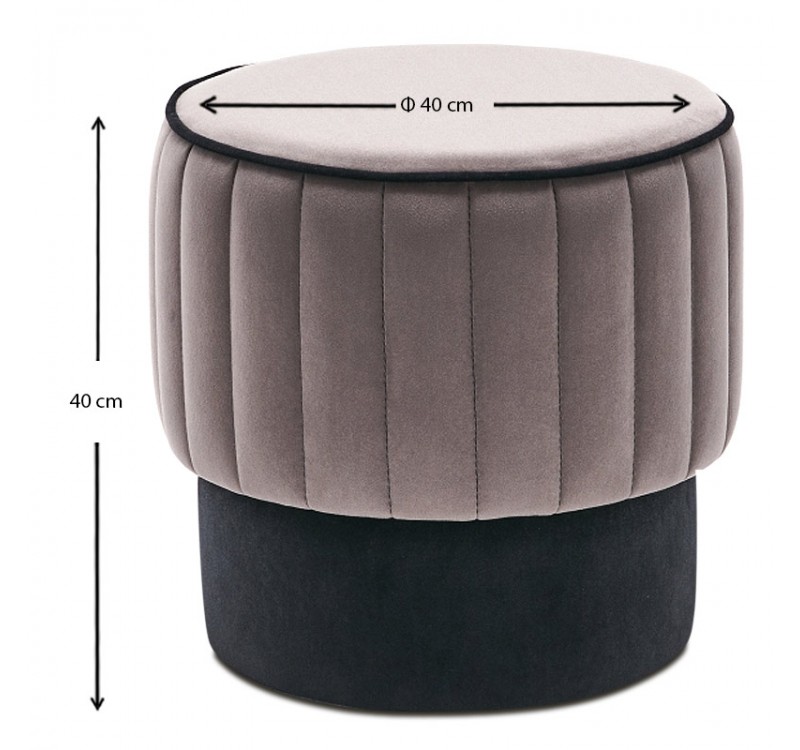 Σκαμπώ Rose Megapap βελούδινο χρώμα γκρι 40x40x40εκ.