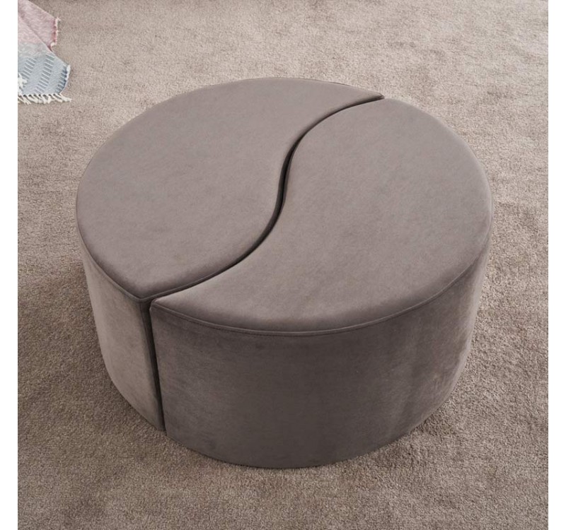 Σκαμπώ Alis Megapap βελούδινο χρώμα ανοιχτό γκρι 80x80x40εκ.