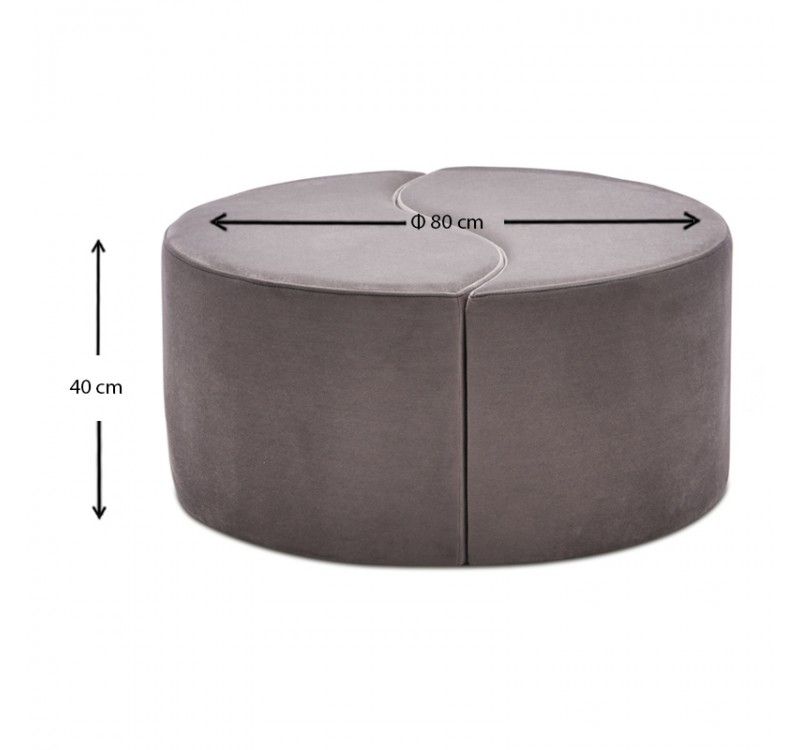 Σκαμπώ Alis Megapap βελούδινο χρώμα ανοιχτό γκρι 80x80x40εκ.