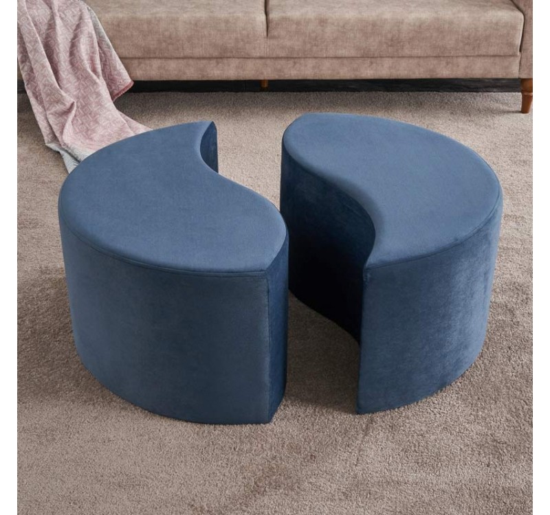 Σκαμπώ Alis Megapap βελούδινο χρώμα μπλε 80x80x40εκ.