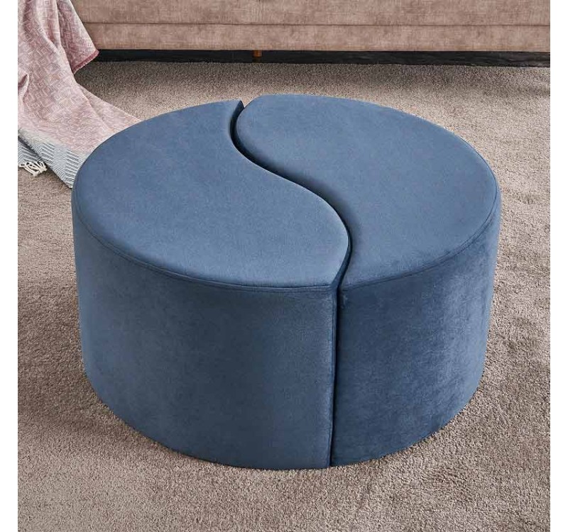 Σκαμπώ Alis Megapap βελούδινο χρώμα μπλε 80x80x40εκ.