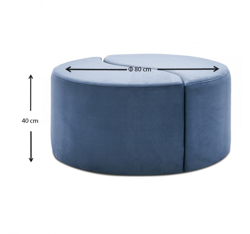 Σκαμπώ Alis Megapap βελούδινο χρώμα μπλε 80x80x40εκ.