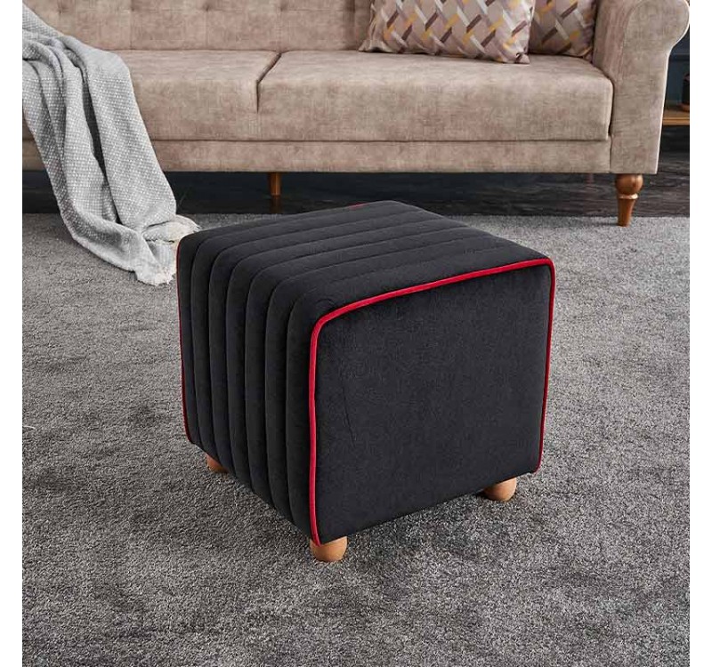 Σκαμπώ Mona Megapap βελούδινο χρώμα μαύρο 40x40x40εκ.